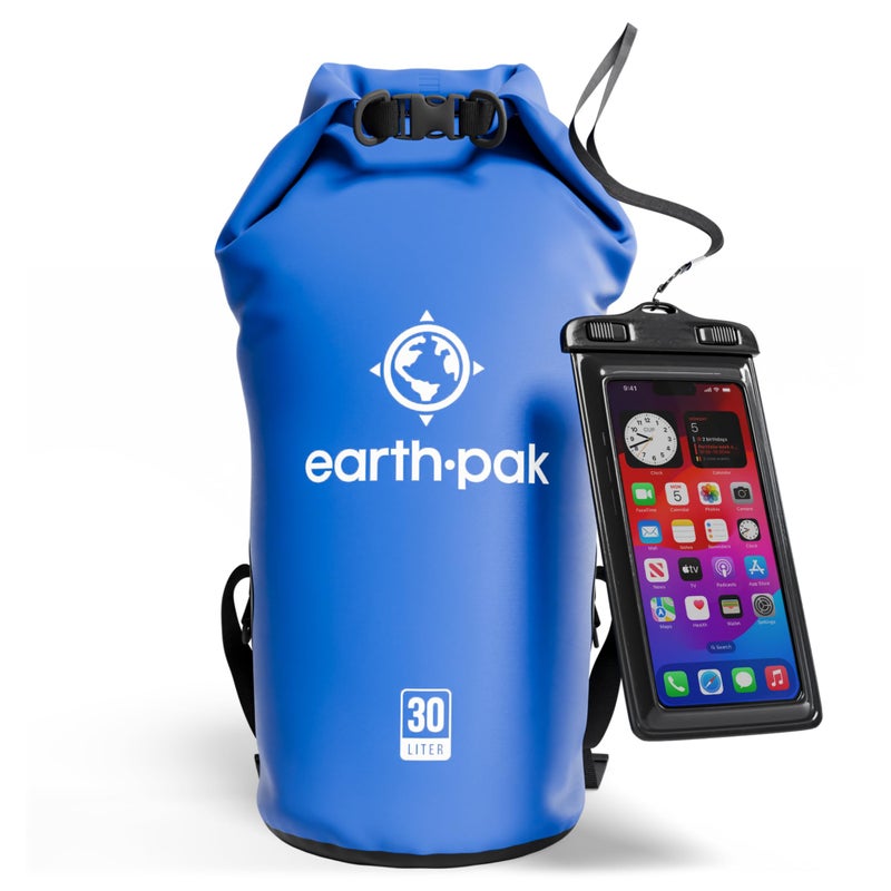Earth Pak Waterproof Dry Bag - Roll Top Waterproof Backpack Sack Keeps Gear Dry for Kayak with Waterproof Phone Case - Image 1